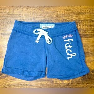 Y2K Abercrombie Kids Blue Sweat Shorts New York Fitch Logo Girls Size Small